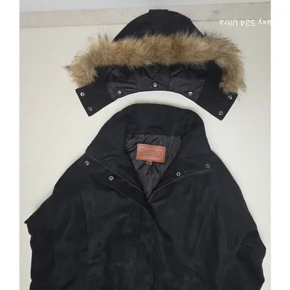 Outback Trading Co. Black Microsuede Jacket Insulated Quilted Gold Cup Women's M - Picture 9 of 10